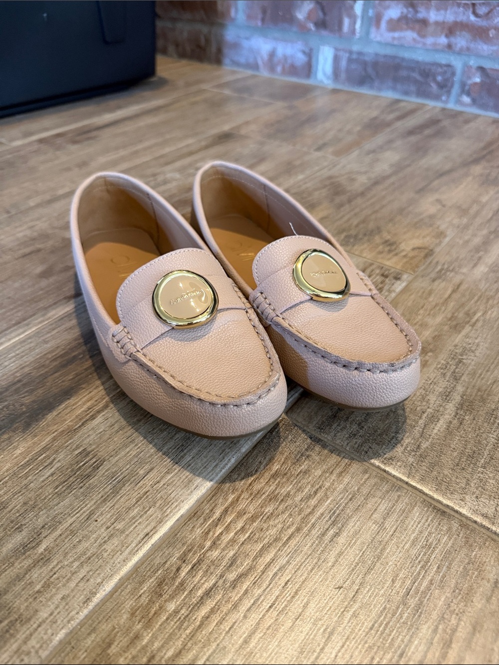 Michael Kors Women's Blush Leather Loafers with Gold Medallion